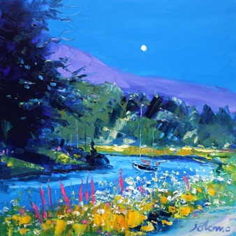 Summer moonlight heading for Crinan 16x16